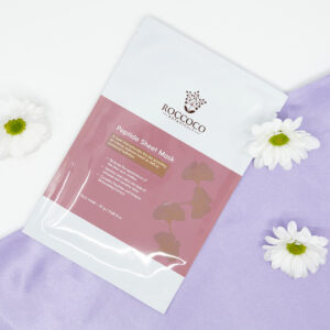 Roccoco Botanicals Peptide Sheet Mask. sold at Pure Heart Living